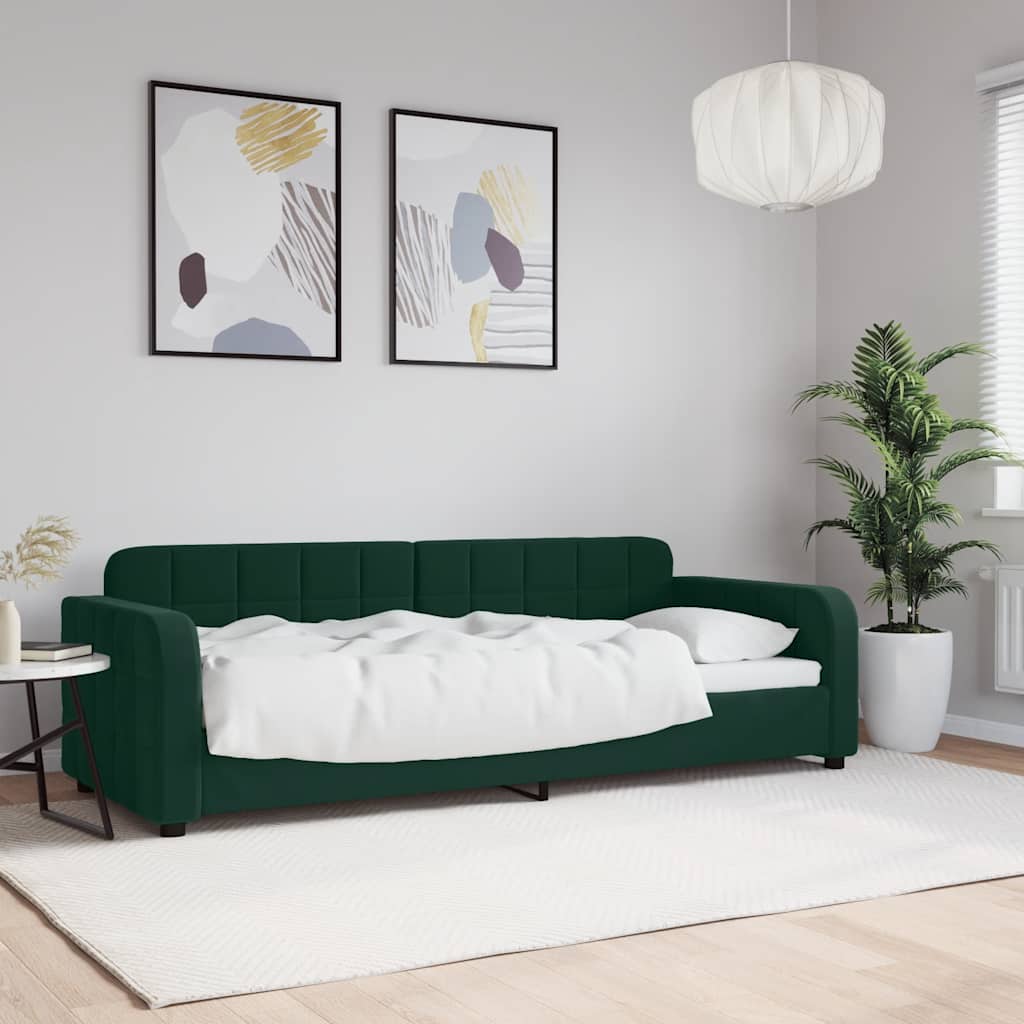 sötétzöld bársony kanapéágy 80 x 200 cm