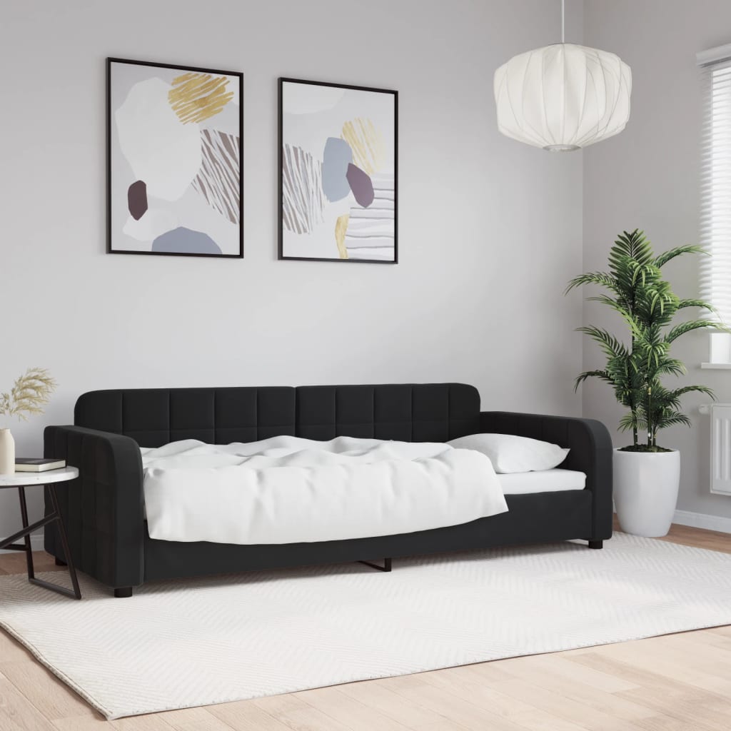 fekete bársony kanapéágy 80 x 200 cm
