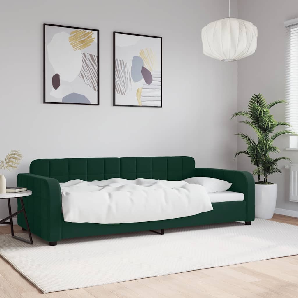 sötétzöld bársony kanapéágy 90x200 cm