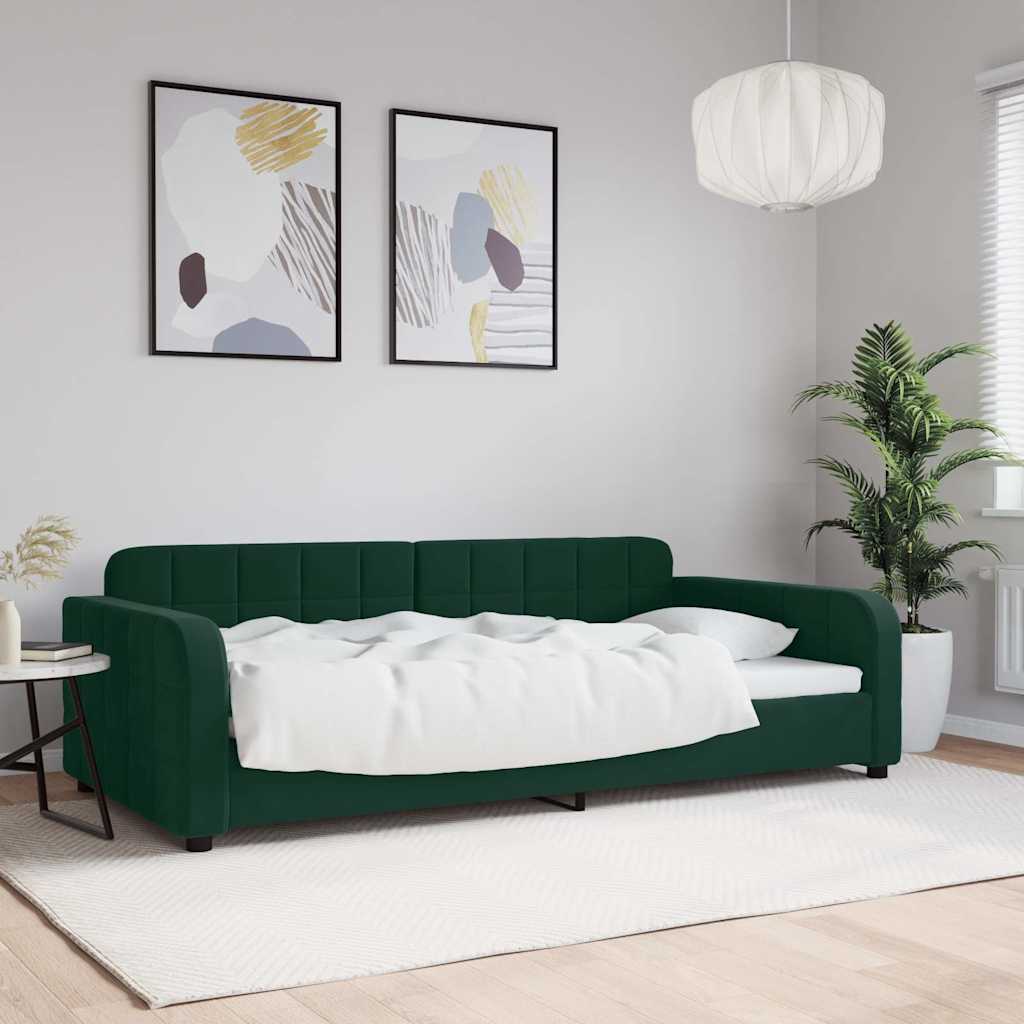 sötétzöld bársony kanapéágy keret 100 x 200 cm