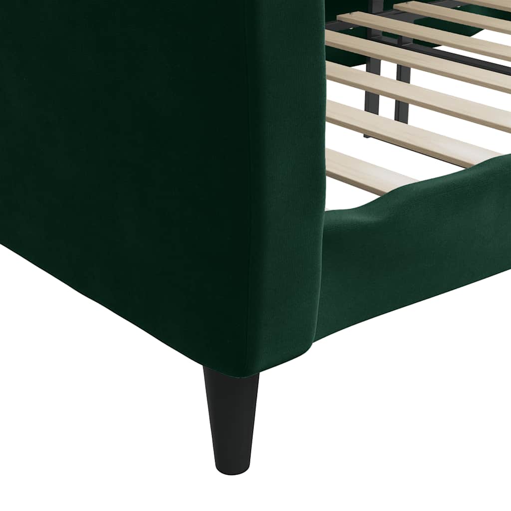 sötétzöld bársony kanapéágy 80 x 200 cm
