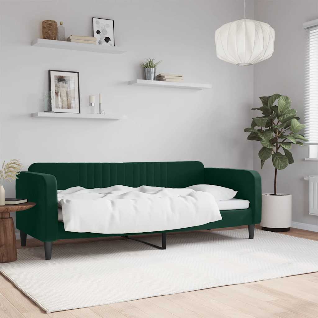 sötétzöld bársony kanapéágy 80 x 200 cm