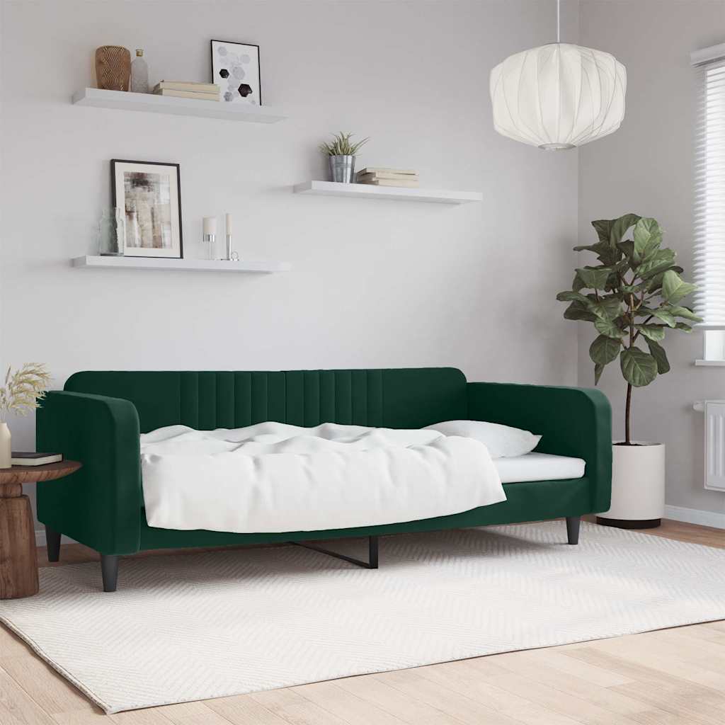 sötétzöld bársony kanapéágy keret 100 x 200 cm
