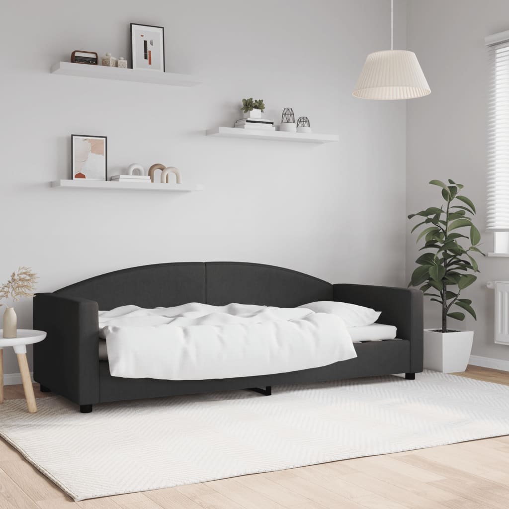 fekete szövet kanapéágy 80 x 200 cm
