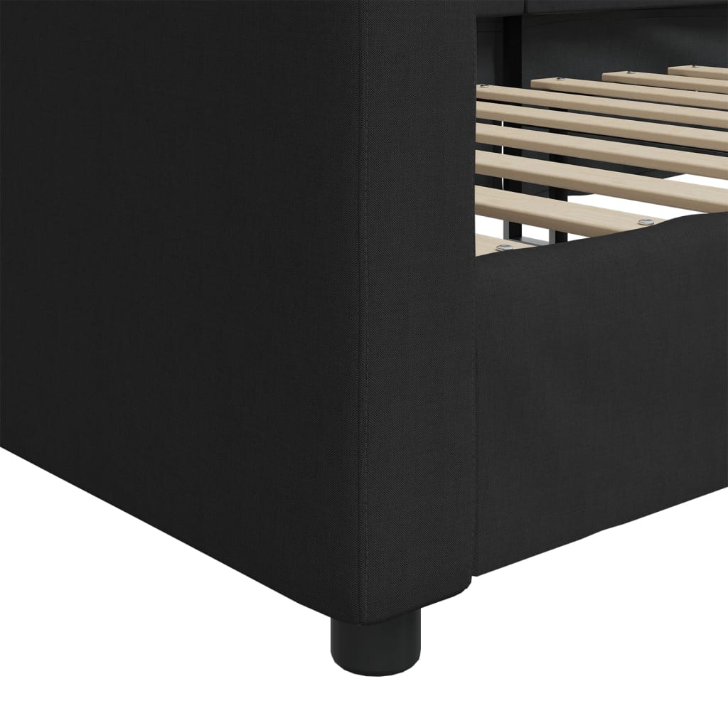 fekete szövet kanapéágy 100 x 200 cm