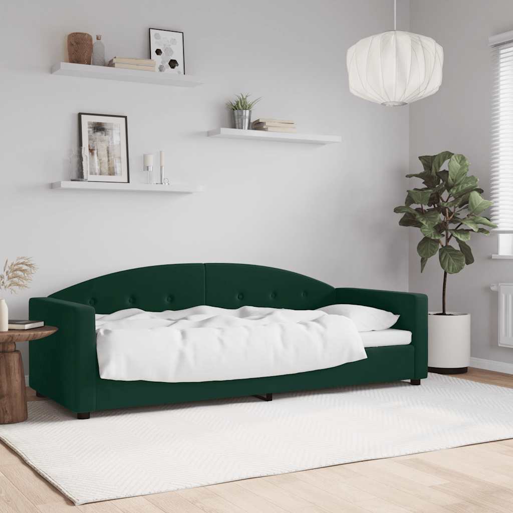 sötétzöld bársony kanapéágy 80 x 200 cm