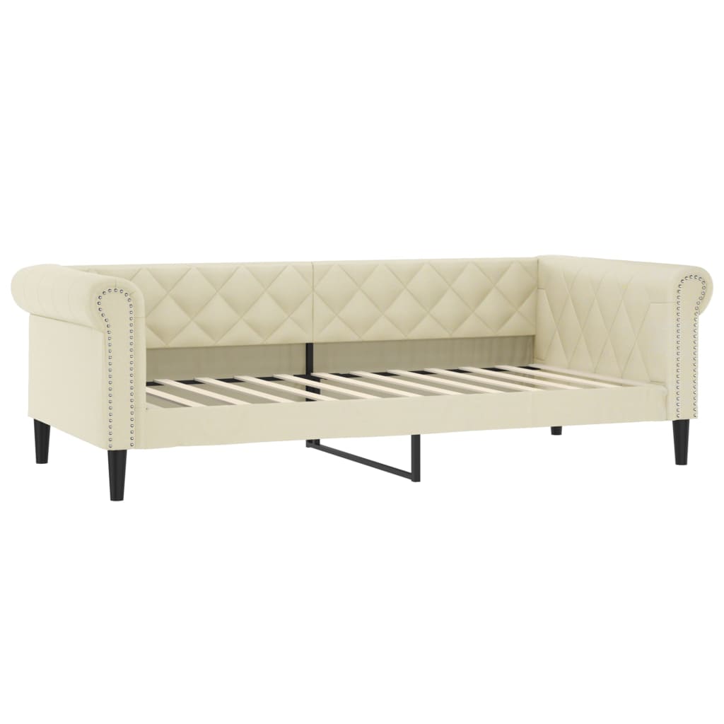 krémszínű műbőr kanapéágy 90 x 200 cm