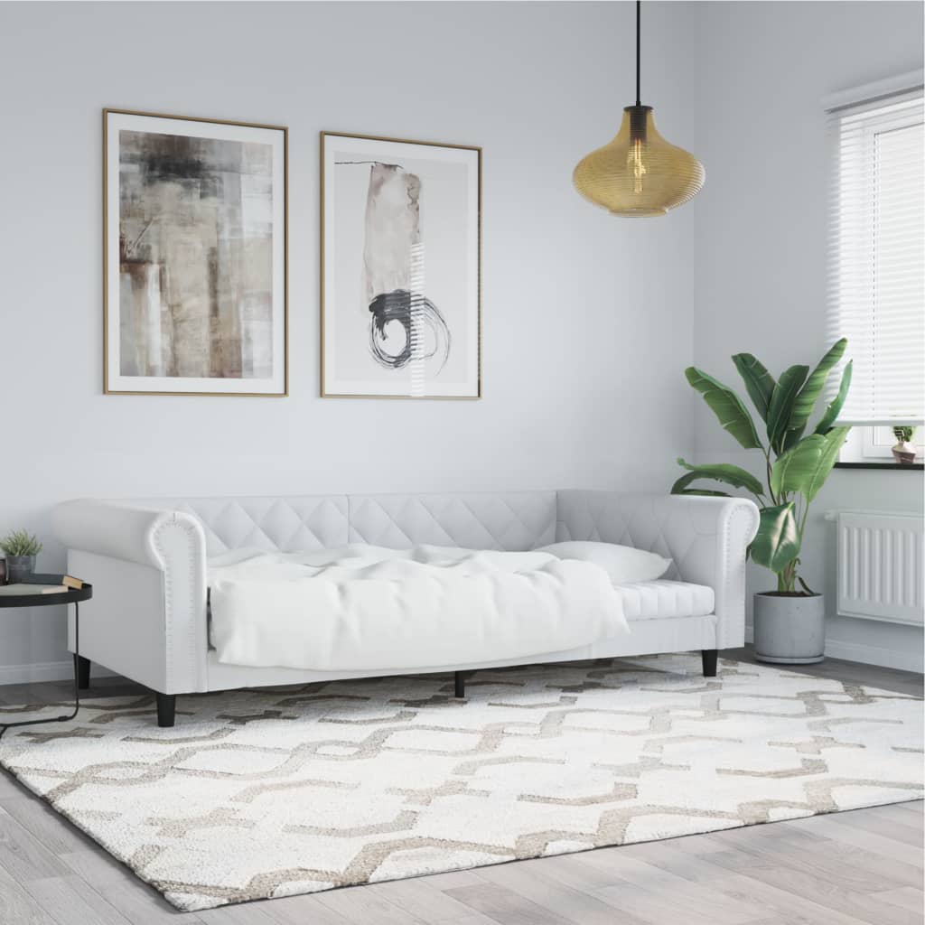 fehér műbőr kanapéágy 100 x 200 cm