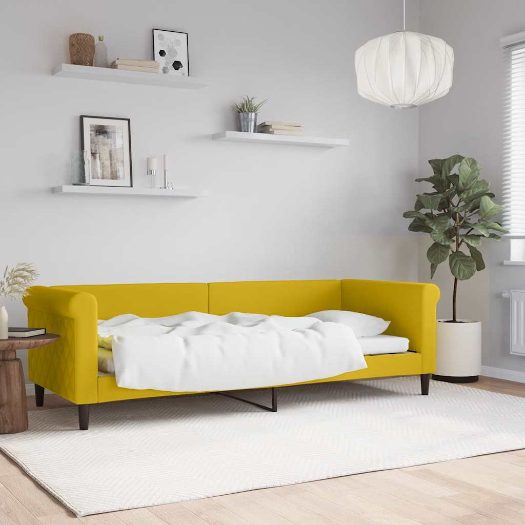 sárga bársony kanapéágy 80 x 200 cm