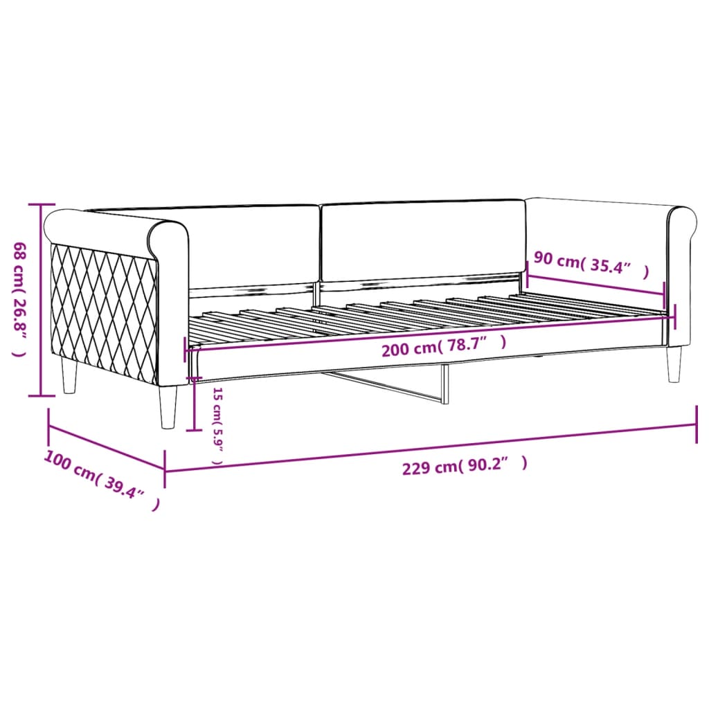 sötétszürke bársony kanapéágy 90x200 cm