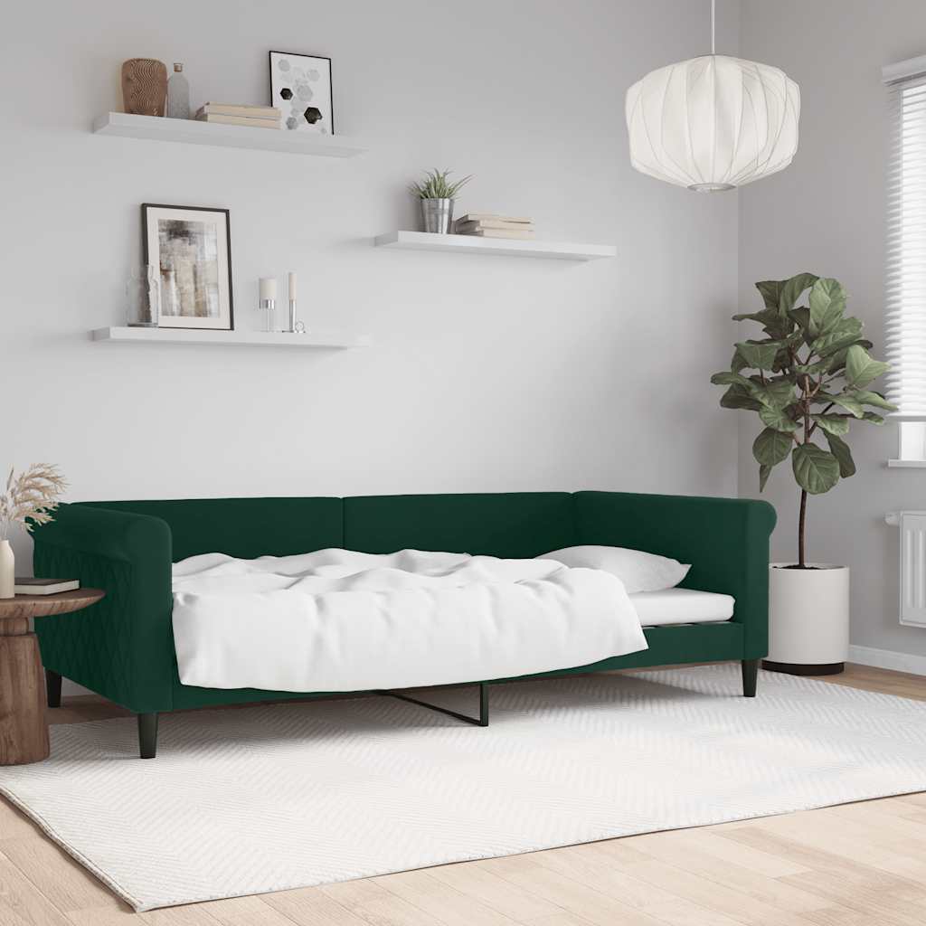 sötétzöld bársony kanapéágy keret 100 x 200 cm