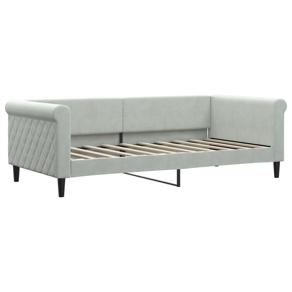 világosszürke bársony kanapéágy 90 x 190 cm