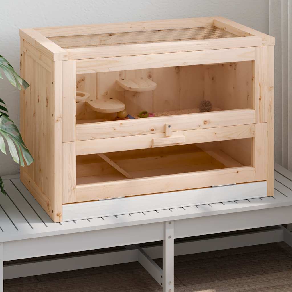 tömör fenyőfa hörcsögketrec 60x35,5x42 cm