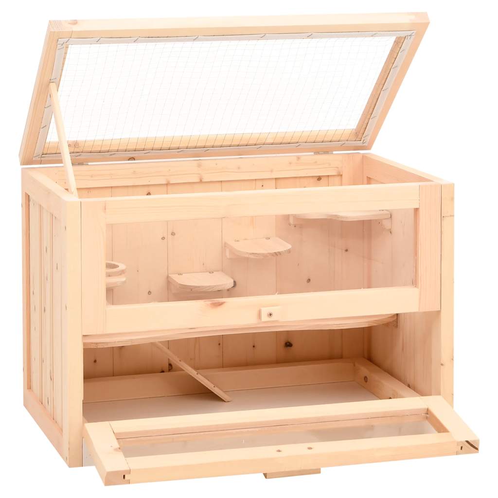 tömör fenyőfa hörcsögketrec 60x35,5x42 cm