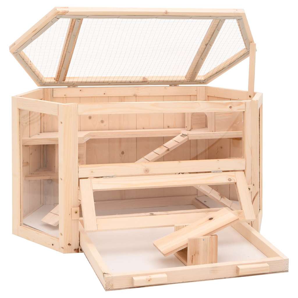 tömör fenyőfa hörcsögketrec 80x40x43 cm
