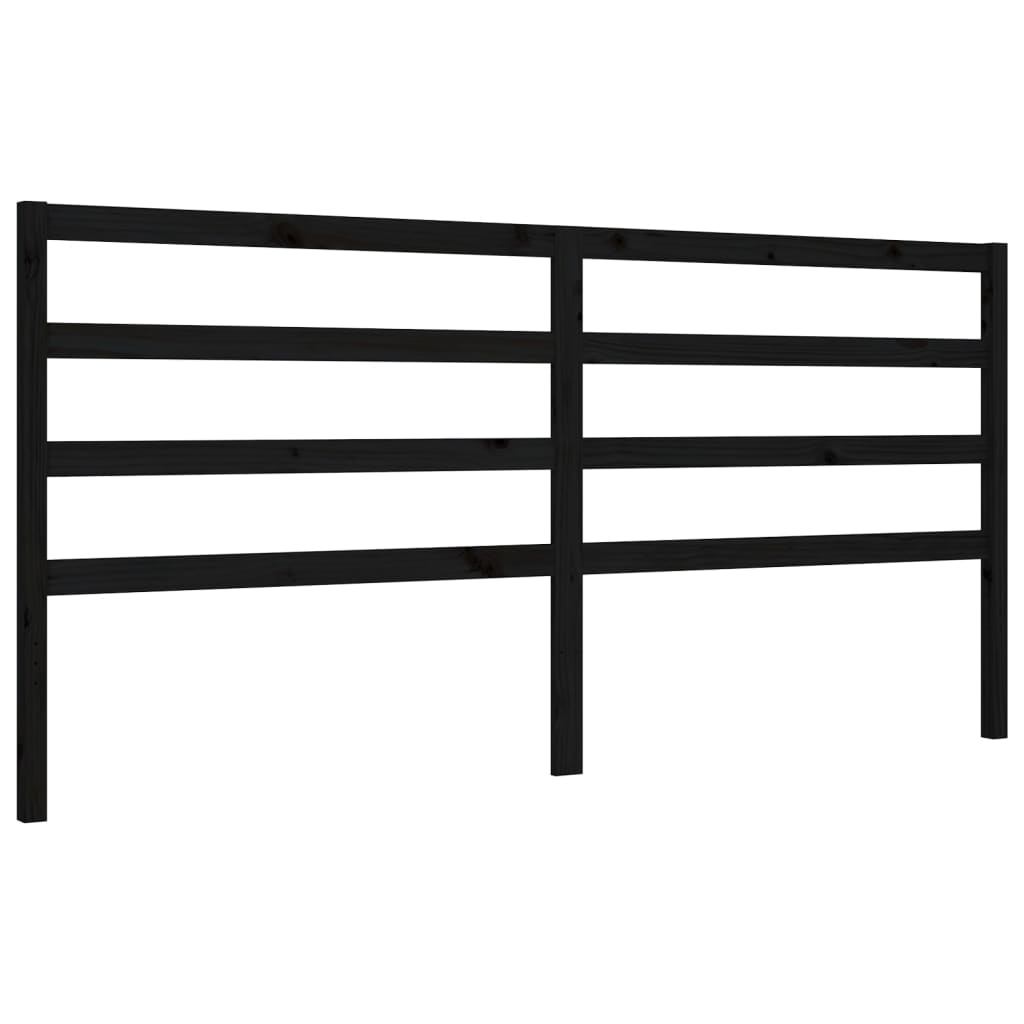 fekete tömör fa ágykeret fejtámlával 200 x 200 cm
