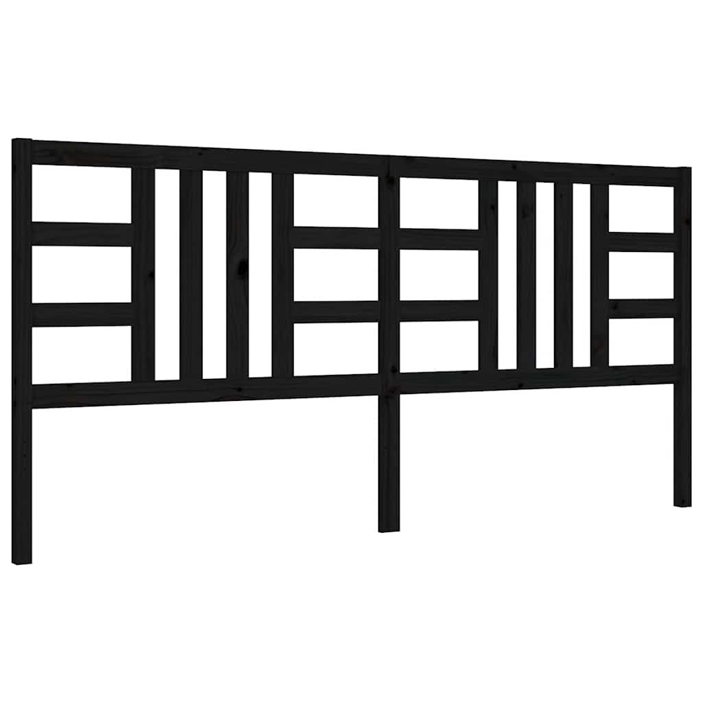 fekete tömör fa ágykeret fejtámlával 200 x 200 cm