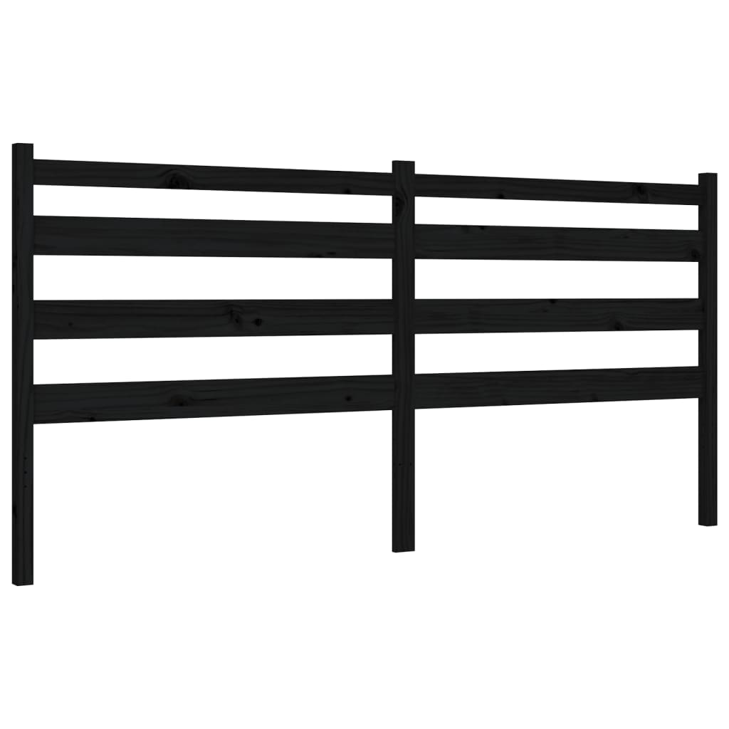 fekete tömör fa ágykeret fejtámlával 200 x 200 cm