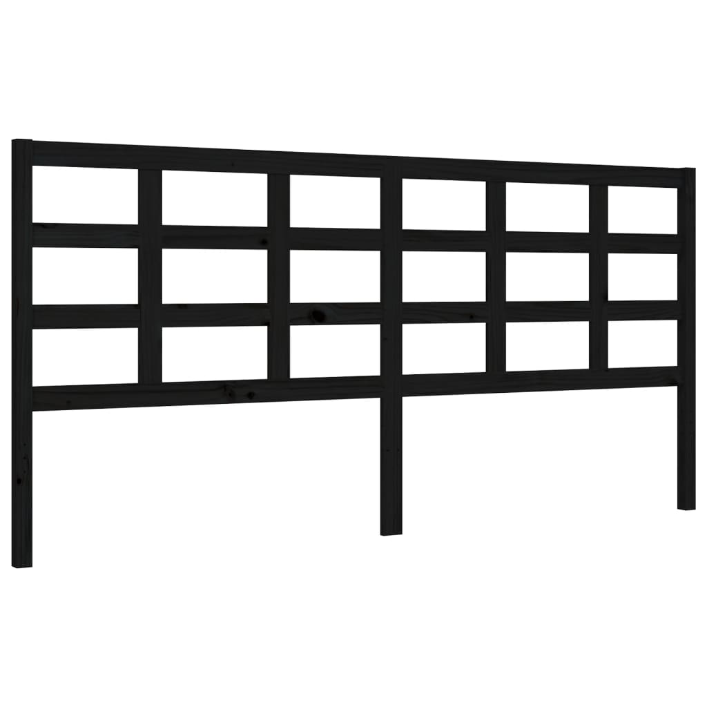 fekete tömör fa ágykeret fejtámlával 200 x 200 cm