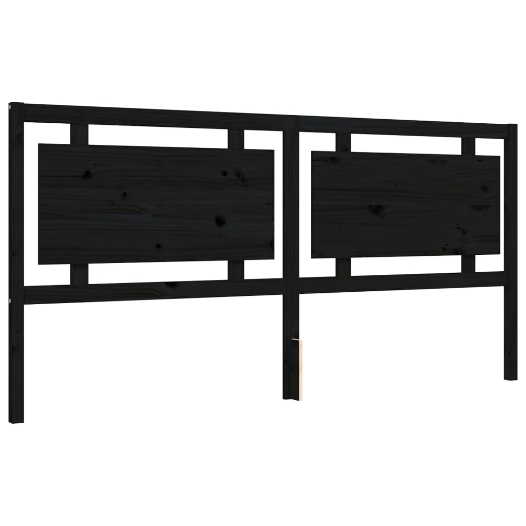 fekete tömör fa ágykeret fejtámlával 200 x 200 cm