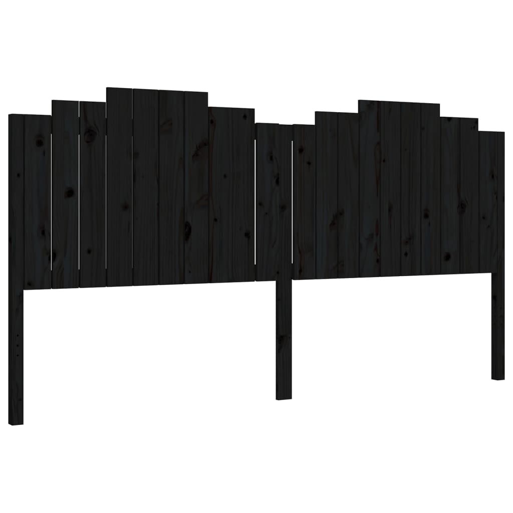 fekete tömör fa ágykeret fejtámlával 200 x 200 cm