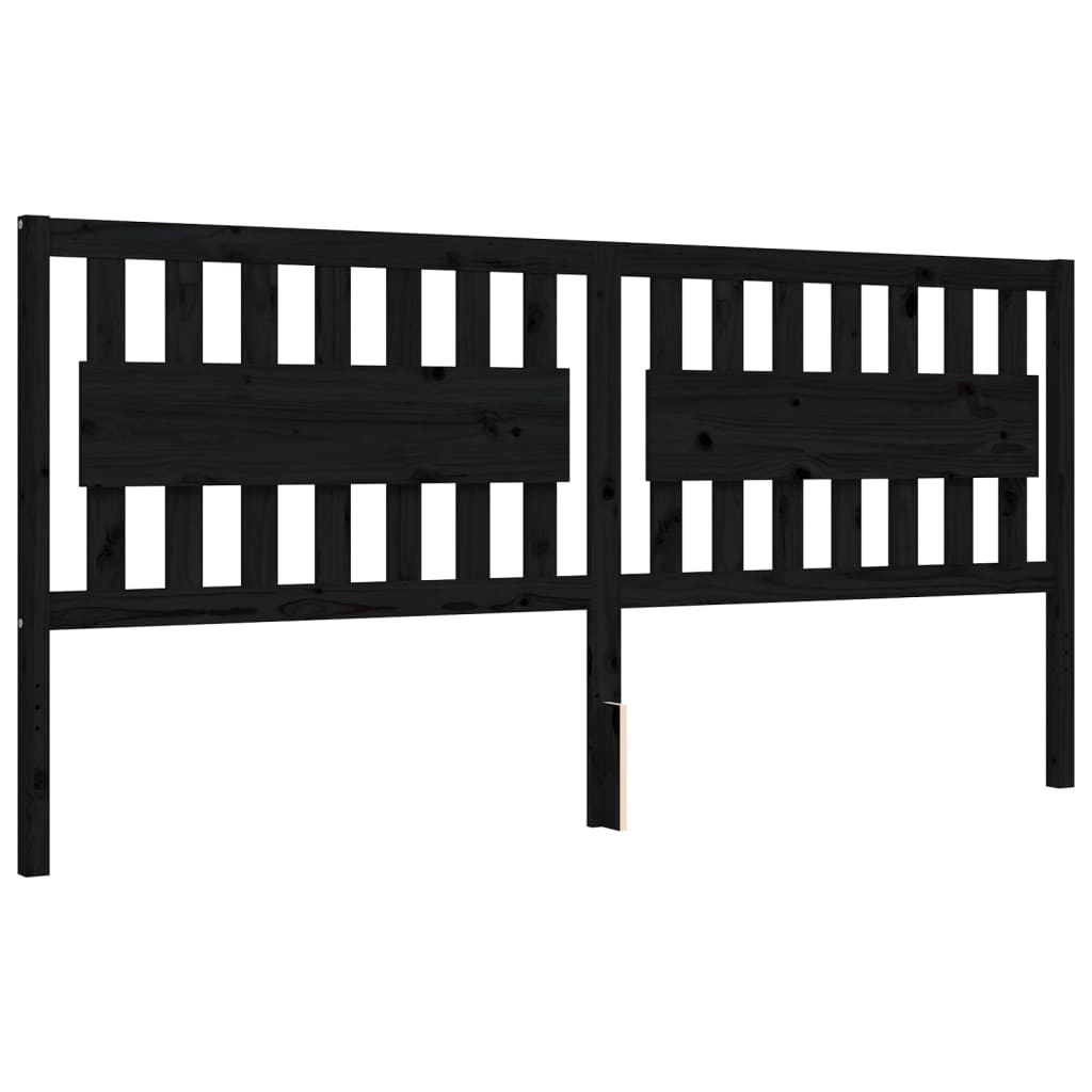 fekete tömör fa ágykeret fejtámlával 200 x 200 cm
