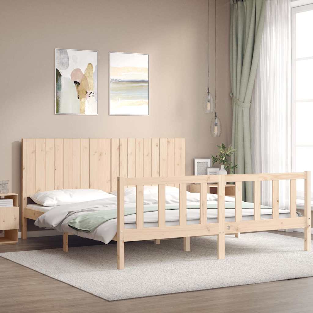 tömör fa ágykeret fejtámlával Super King Size