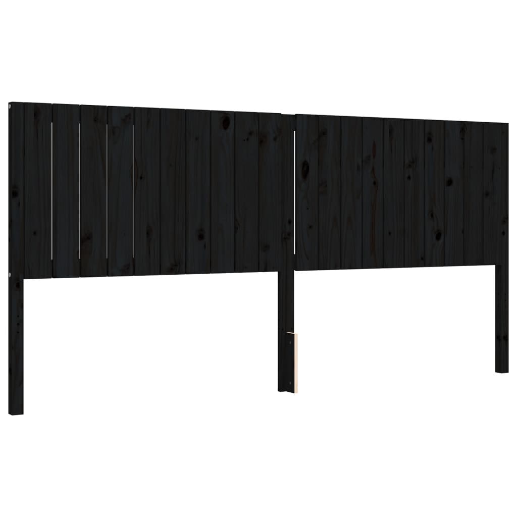 fekete tömör fa ágykeret fejtámlával 200 x 200 cm
