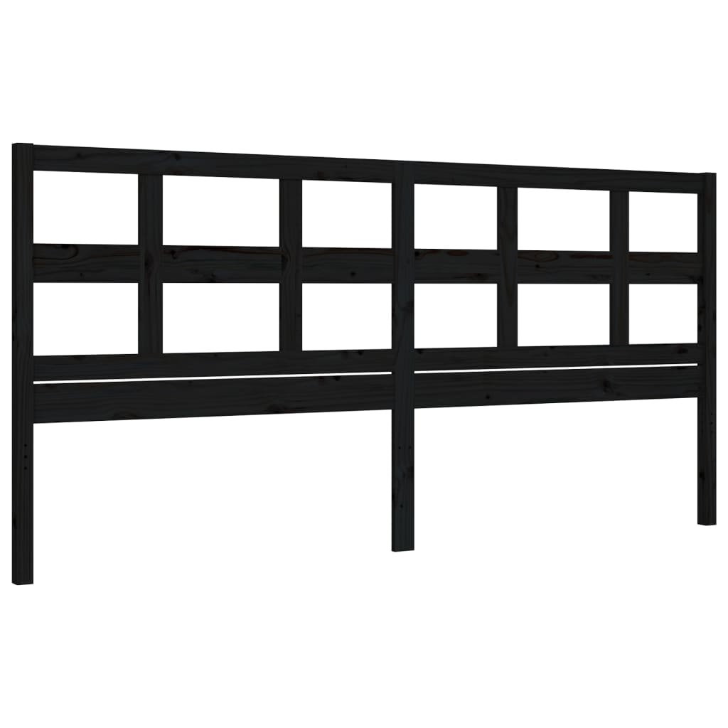 fekete tömör fa ágykeret fejtámlával 200 x 200 cm