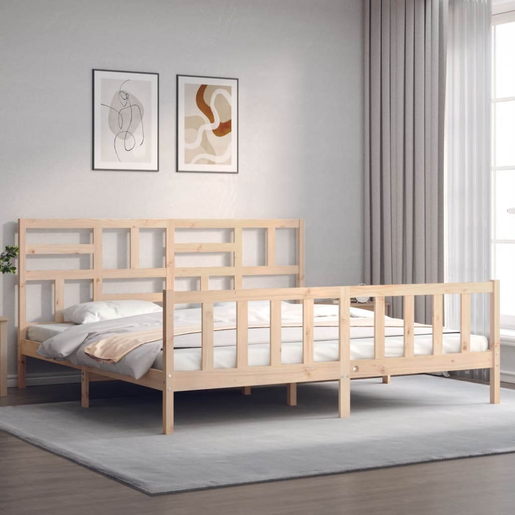 tömör fa ágykeret fejtámlával Super King Size