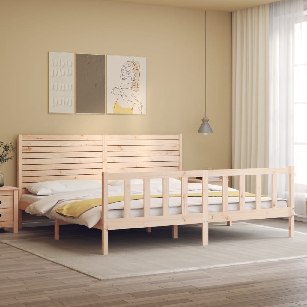 tömör fa ágykeret fejtámlával Super King Size