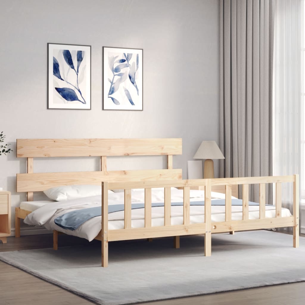 tömör fa ágykeret fejtámlával Super King Size