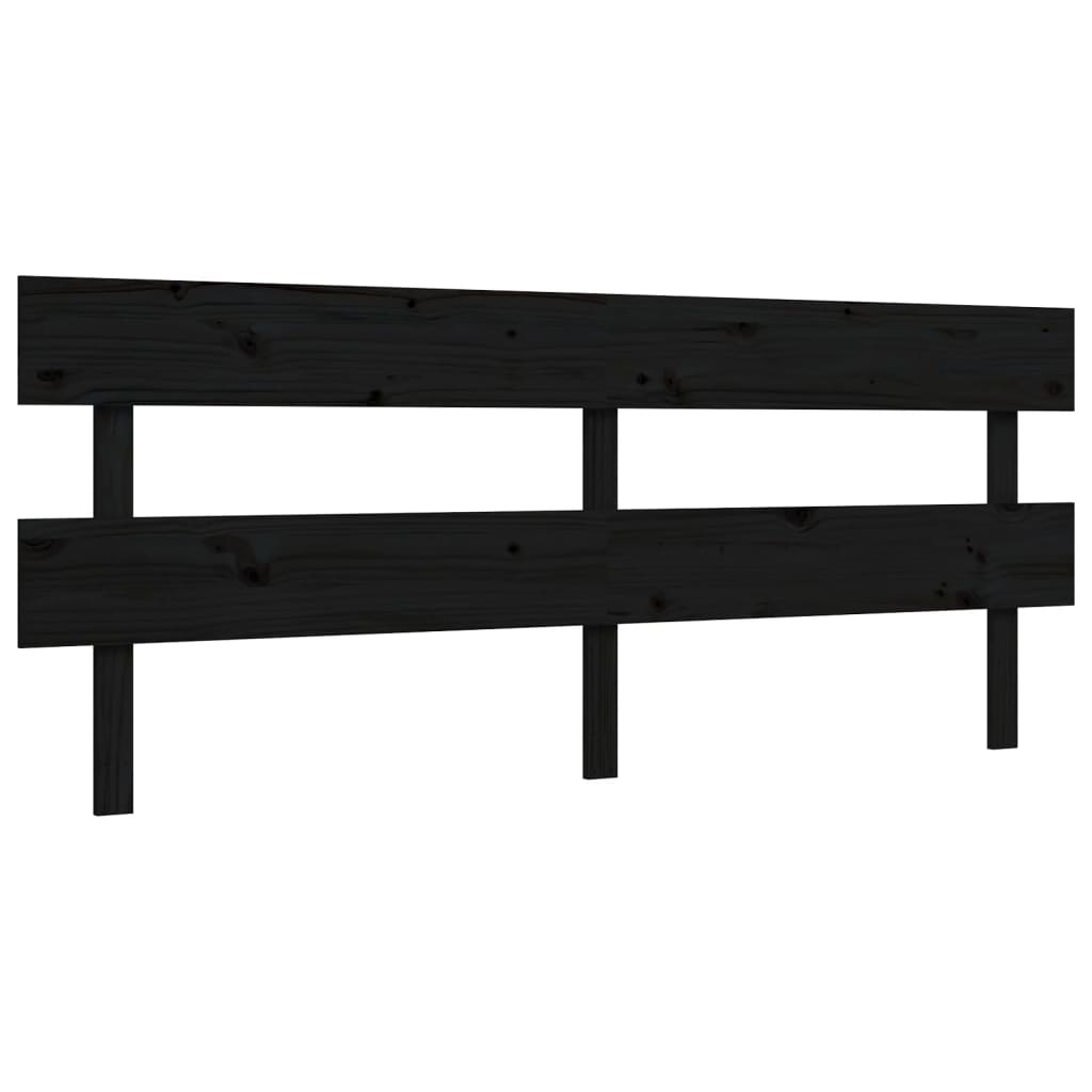 fekete tömör fa ágykeret fejtámlával 200 x 200 cm
