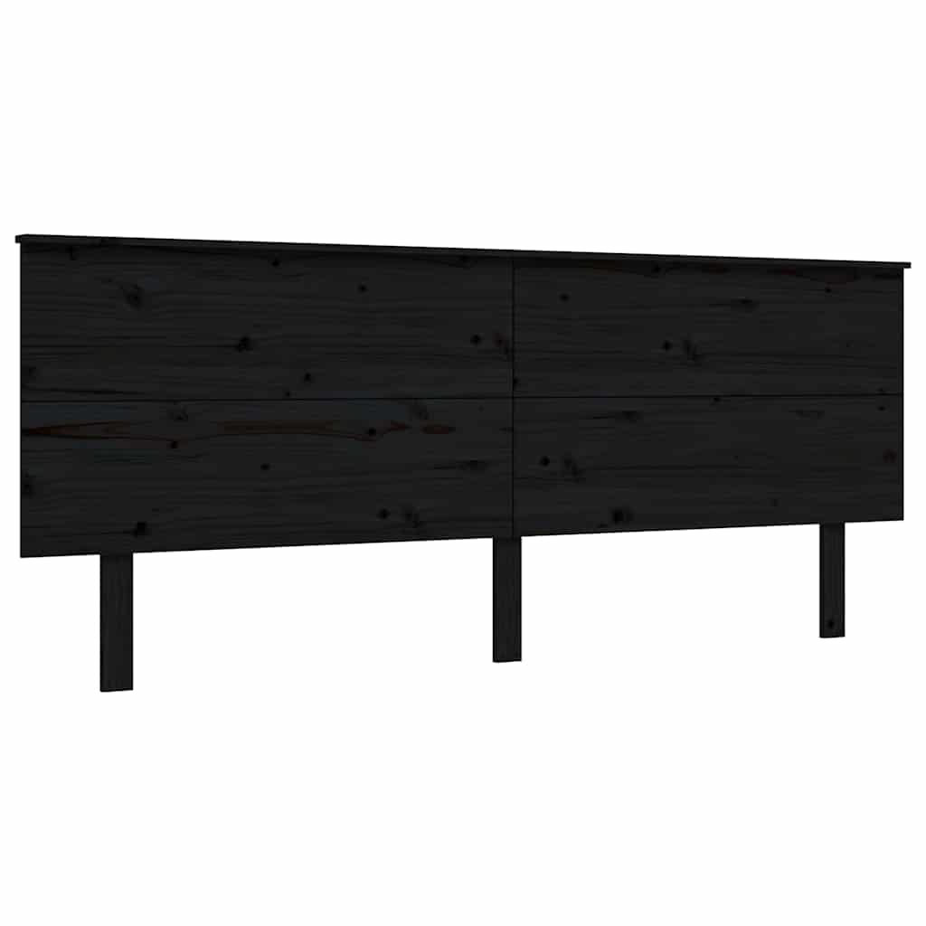 fekete tömör fa ágykeret fejtámlával 200 x 200 cm