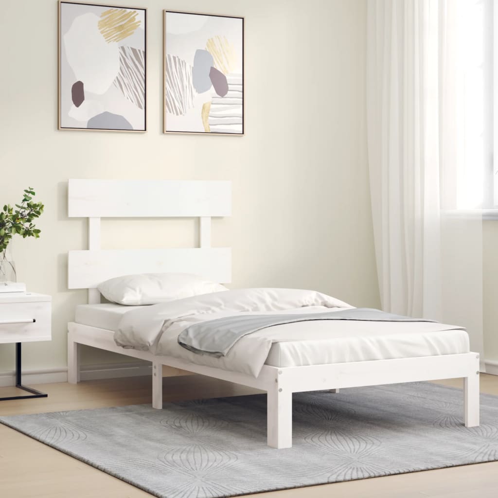 fehér tömör fenyőfa ágy matrac nélkül 100 x 200 cm