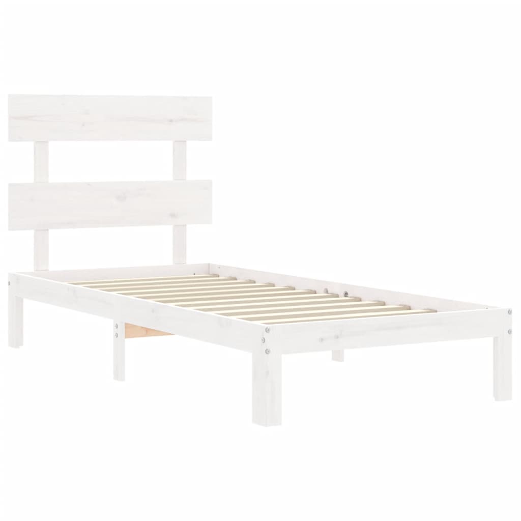 fehér tömör fenyőfa ágy matrac nélkül 100 x 200 cm