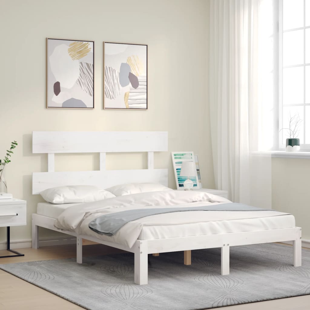 fehér tömör fenyőfa ágy matrac nélkül 120 x 200 cm