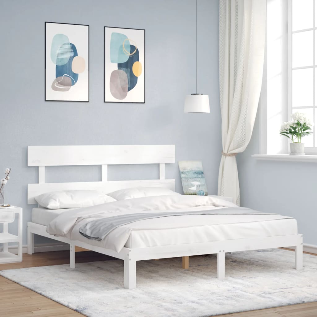 fehér tömör fenyőfa ágy matrac nélkül 160 x 200 cm