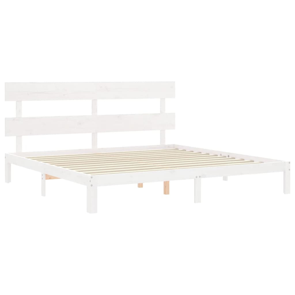fehér tömör fenyőfa ágy matrac nélkül 200 x 200 cm