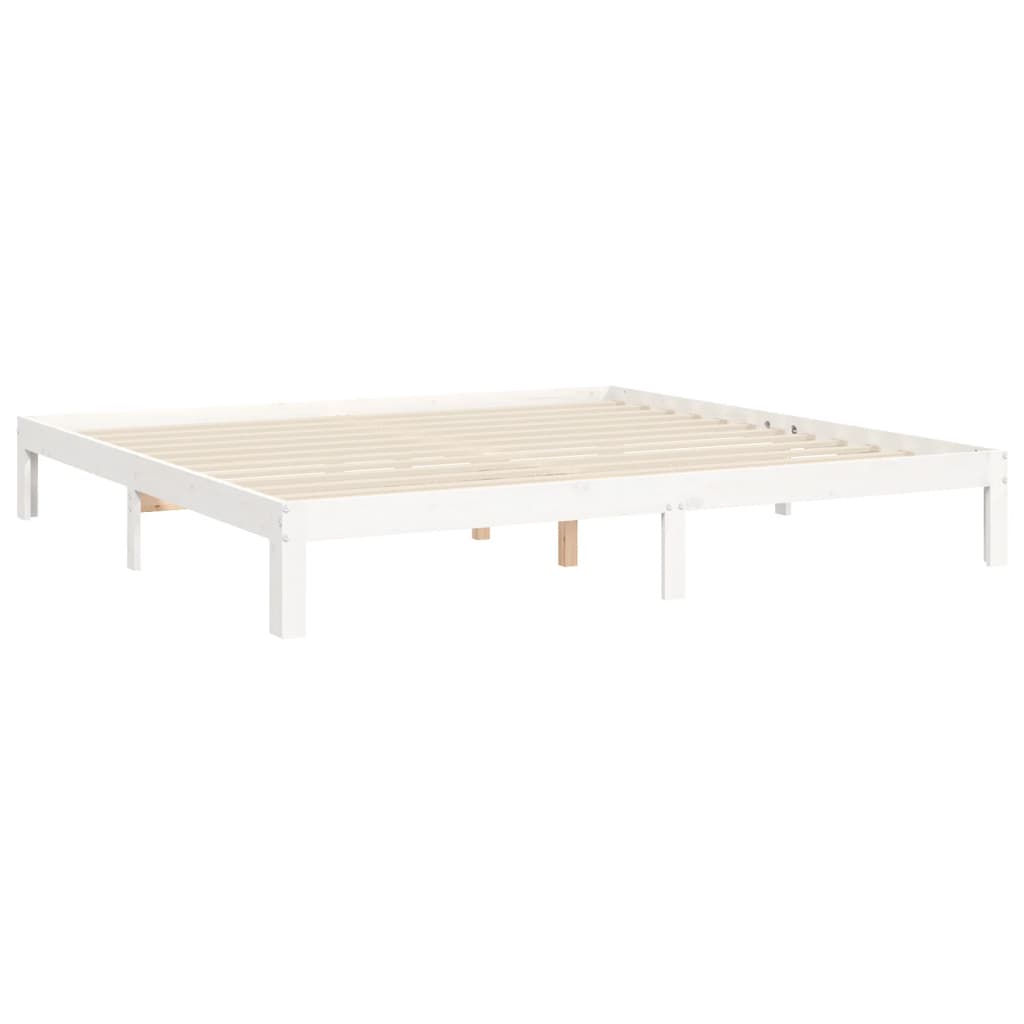 fehér tömör fenyőfa ágy matrac nélkül 200 x 200 cm
