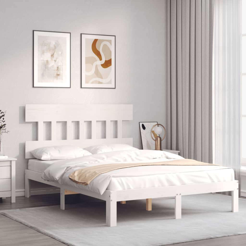 fehér tömör fenyőfa ágy matrac nélkül 140x190 cm