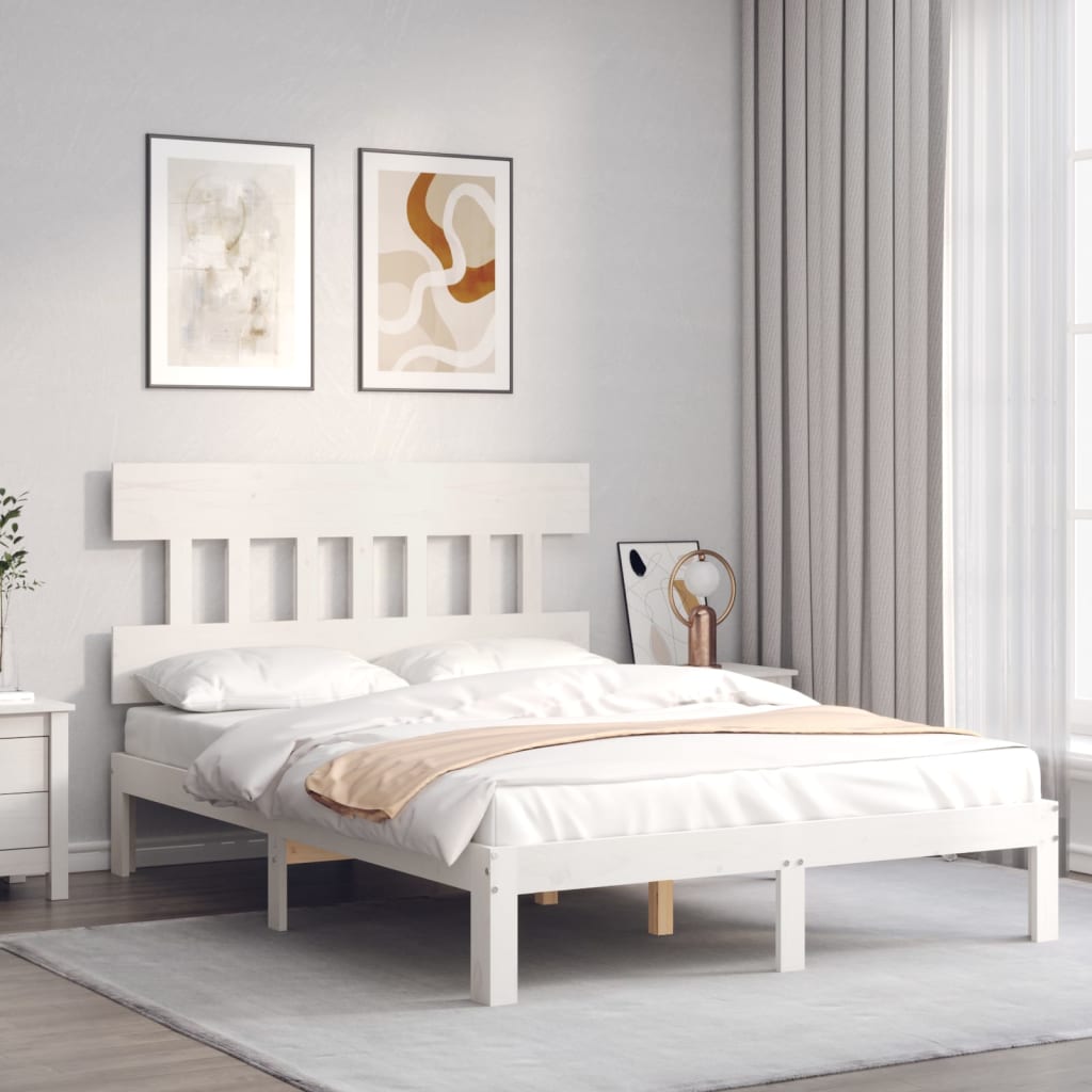 fehér tömör fenyőfa ágy matrac nélkül 120 x 200 cm