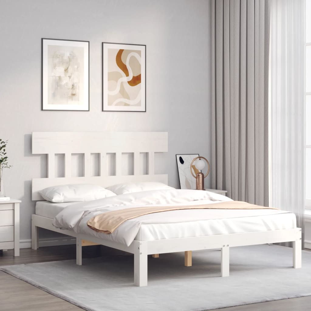 fehér tömör fenyőfa ágy matrac nélkül 140 x 200 cm