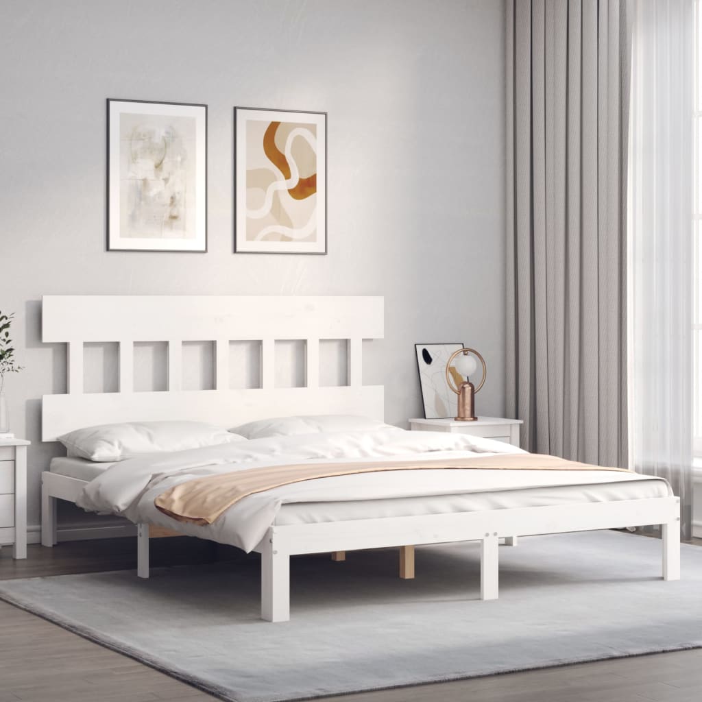fehér tömör fenyőfa ágy matrac nélkül 160 x 200 cm
