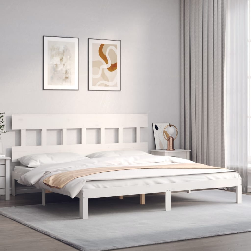 fehér tömör fenyőfa ágy matrac nélkül 200 x 200 cm