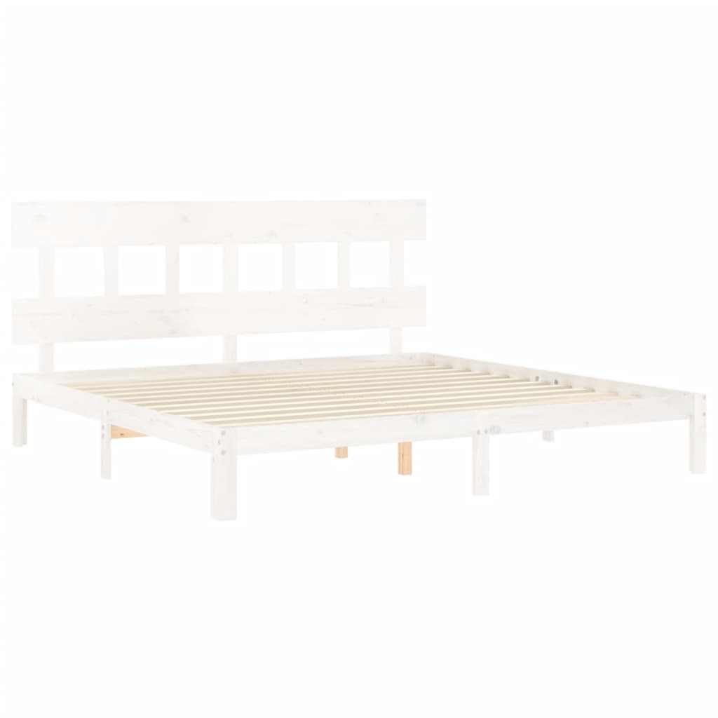 fehér tömör fenyőfa ágy matrac nélkül 200 x 200 cm