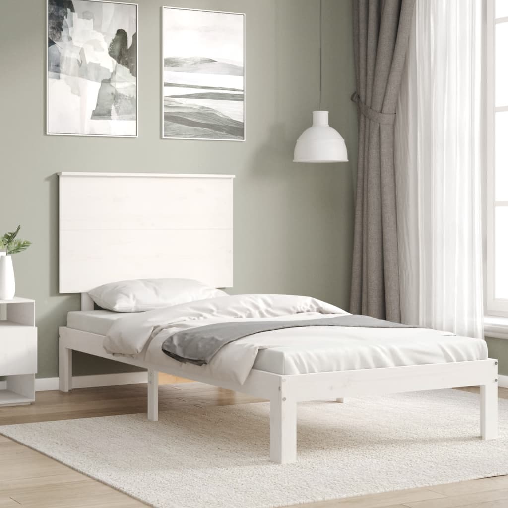 fehér tömör fenyőfa ágy matrac nélkül 90 x 200 cm