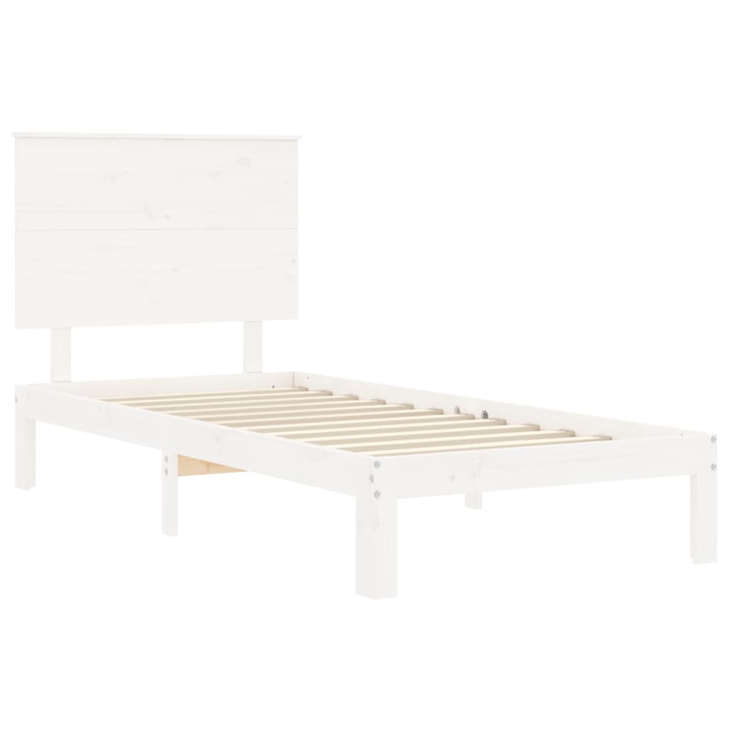 fehér tömör fenyőfa ágy matrac nélkül 90 x 200 cm