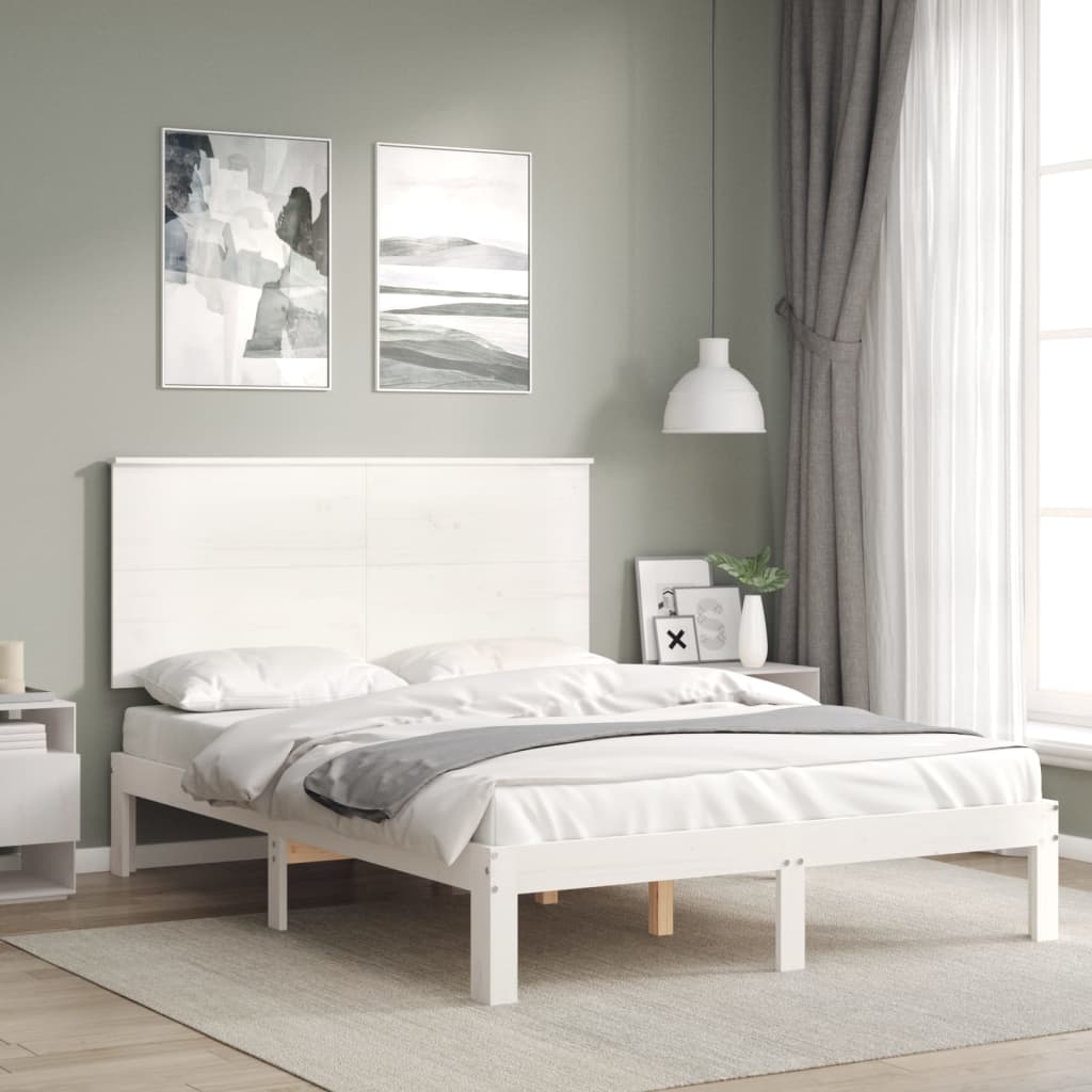 fehér tömör fenyőfa ágy matrac nélkül 120 x 200 cm