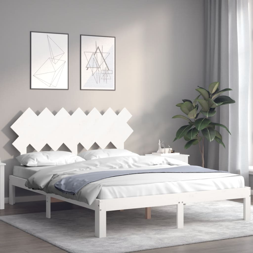 fehér tömör fenyőfa ágy matrac nélkül 140x190 cm